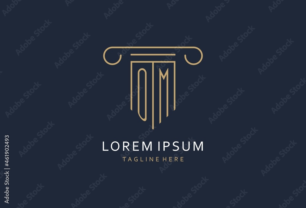 Vetor de OM initial with pillar shape logo design, creative monogram ...