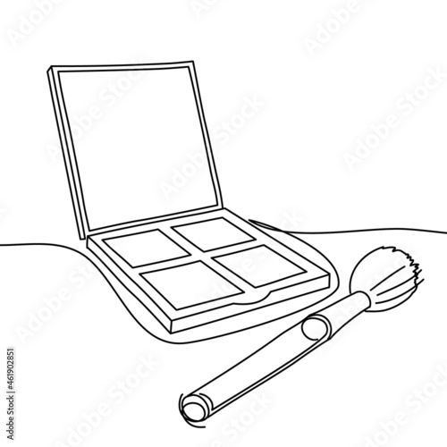 Continuous line drawing of makeup kit.