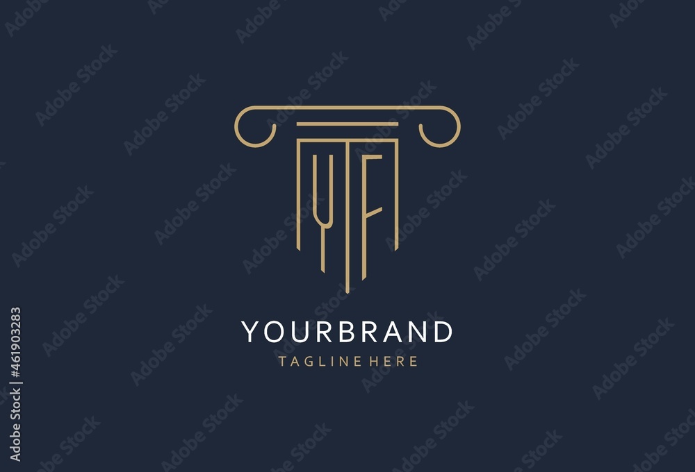 YF initial with pillar shape logo design, creative monogram logo design ...