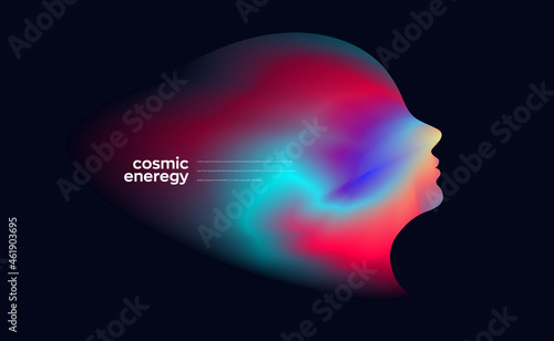 Conceptual cosmos face concept background element. Vector illustration in concept of technology, communication, science, digital.
