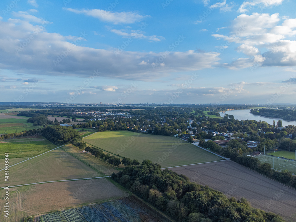 photo of river rhine and some fields from above