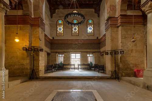 Main hall of Beshtak Palace, Qasr Bashtak, a Mamluk era ancient historic palace, located in an area called Bayn al-Qasrayn - between the two palaces - in Muizz Street, Gamalia District, Cairo, Egypt photo