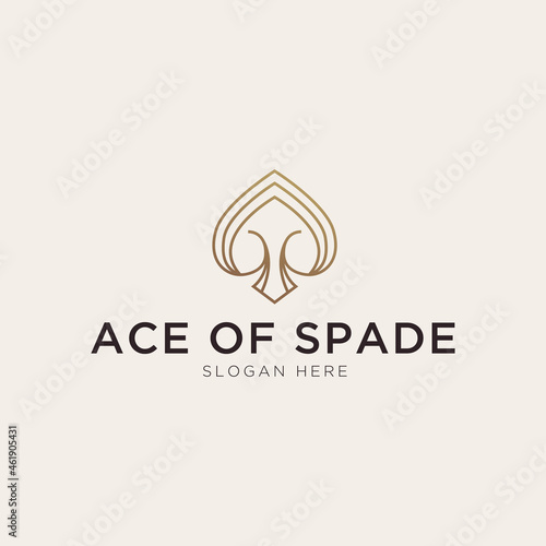 Luxury ace of spade outline logo template