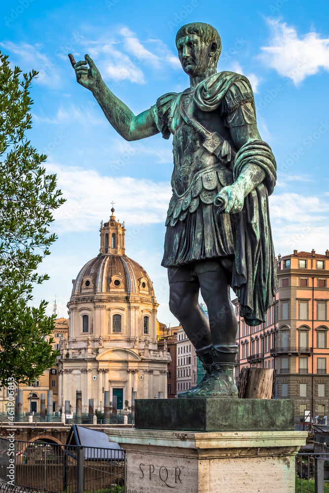 Fototapeta premium Statue of Caesar Emperor in Rome, Italy. Ancient role model of Leadeship and Authority .