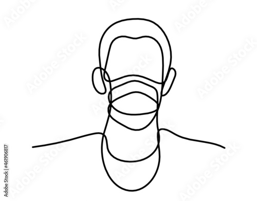 Abstract mask as line drawing on white background. Vector