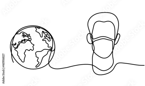 Abstract mask as line drawing on white background. Vector