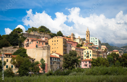 Ventimiglia village in Italy  Liguria Region  with a blue sky
