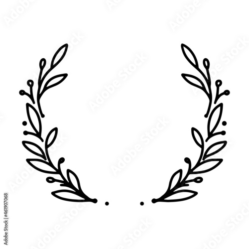 Vector hand drawn spring wreath isolated on white background. Outline willow branch. Doodle style. Floral frame.