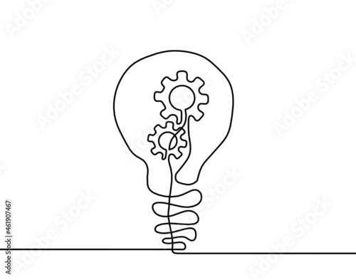 Abstract round metal gears wheels as line drawing on white background. Concept of teamwork. Vector