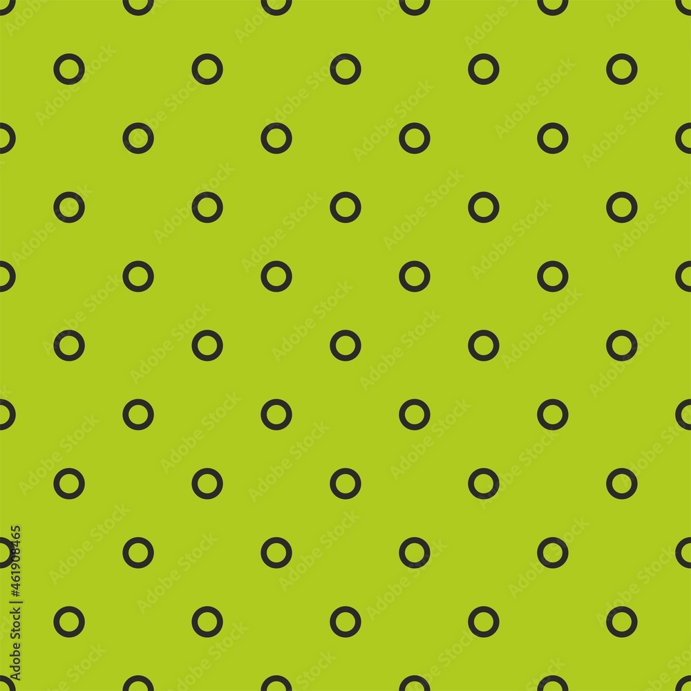 Tile vector pattern with black polka dots on green background for seamless decoration wallpaper