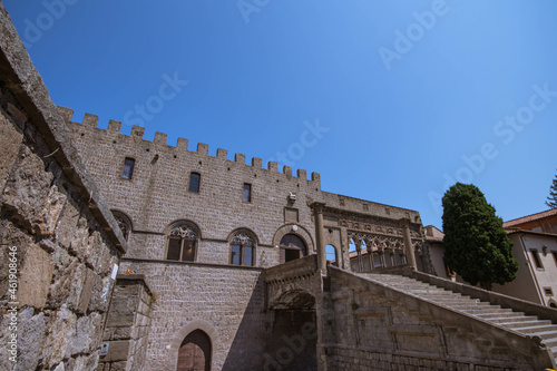 Gothic Palace of the Popes in Viterbo  with frescoes  decorative stonework and city views from its courtyard is the most important historic monument of Viterbo.The Palace was built in 1254 -1261