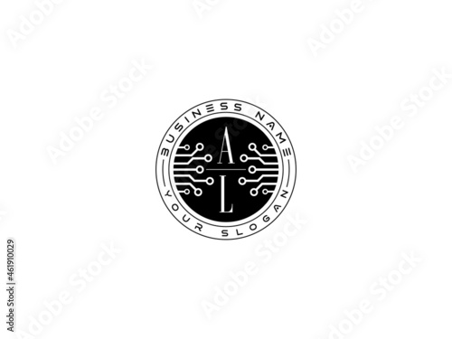 Technology AL Logo, Initial al Technology Logo concept, round emblem, solution symbol logotype white background fot any kind of use