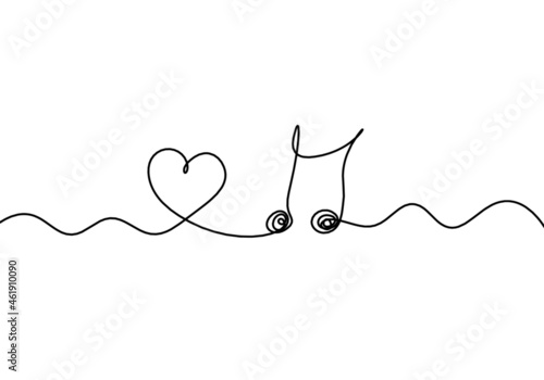 Abstract note as continuous lines drawing on white background. Vector