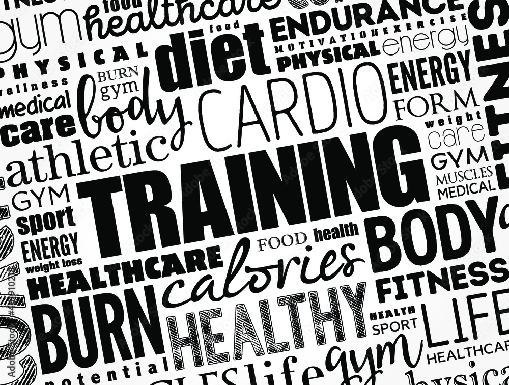 Obraz premium TRAINING word cloud, fitness, sport, health concept background