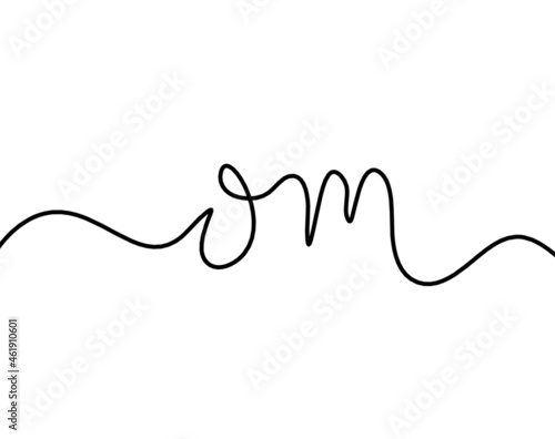 Sign of OM as line drawing on the white background. Vector