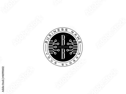letter BB technology logo, Letter bb Pixel technology logo icon vector stock