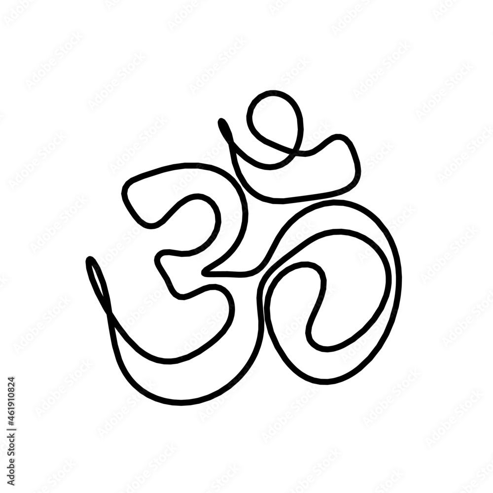 Sign of OM as line drawing on the white background. Vector Sign of OM as line drawing on the white background. Vector
