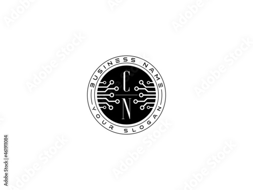 letter CN technology logo, Letter cn Pixel technology logo icon vector stock