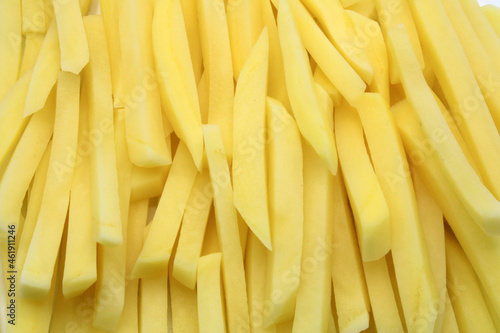 Close-up of Potatoes cut into strips 
