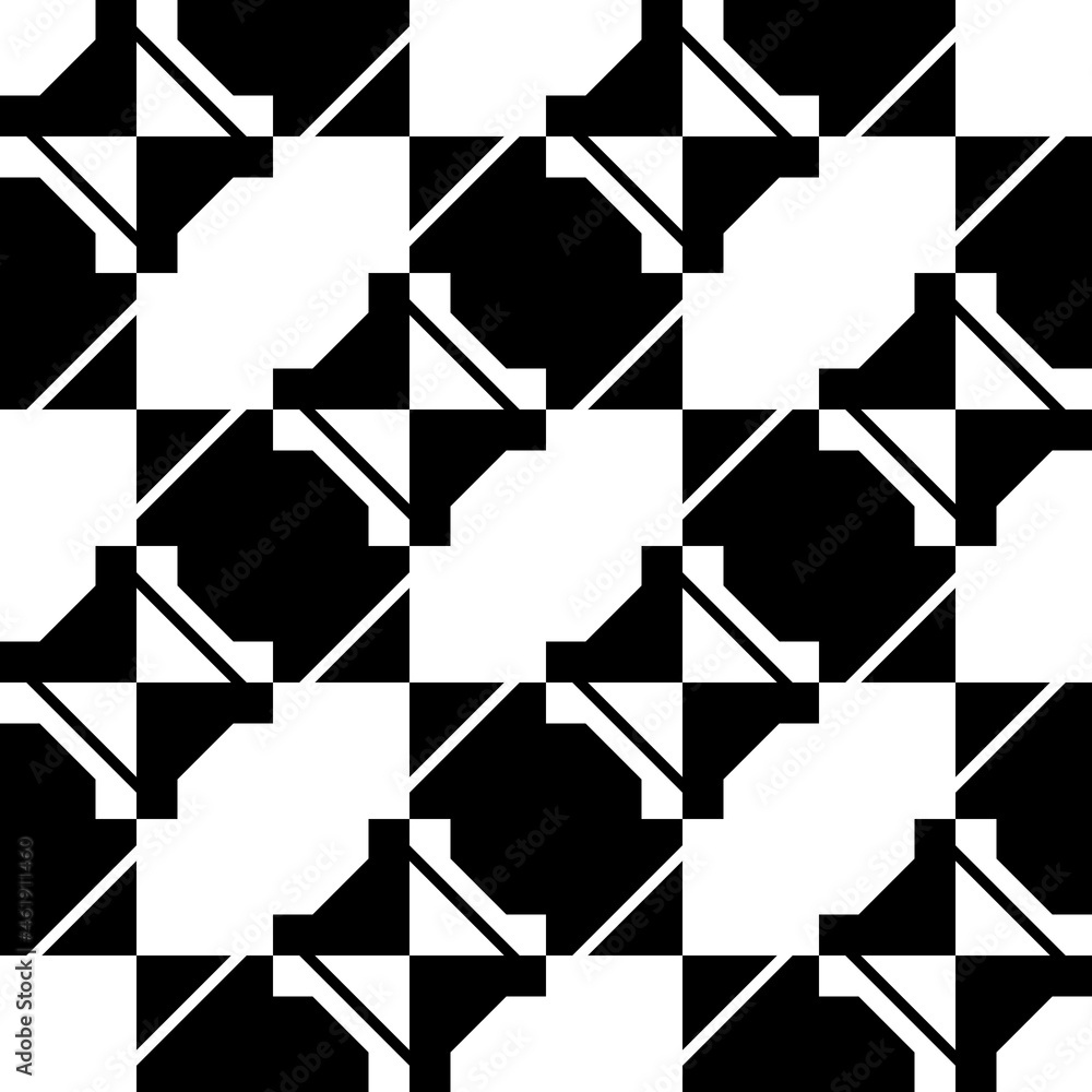 Checker and geometric repeated cells. Vector black and white checkered abstract canvas. Checker and geometric repeated cells. Vector black and white checkered abstract canvas.