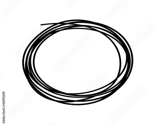 Abstract black oval as line drawing on white as background. Vector