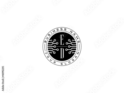 letter ED technology logo, Letter ed Pixel technology logo icon vector stock