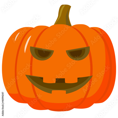Big Halloween pumpkin. Scary face similar isolate