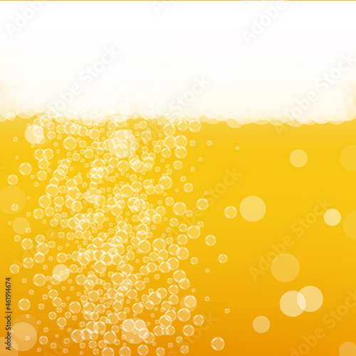 Oktoberfest background. Beer foam. Craft lager splash. Gold menu