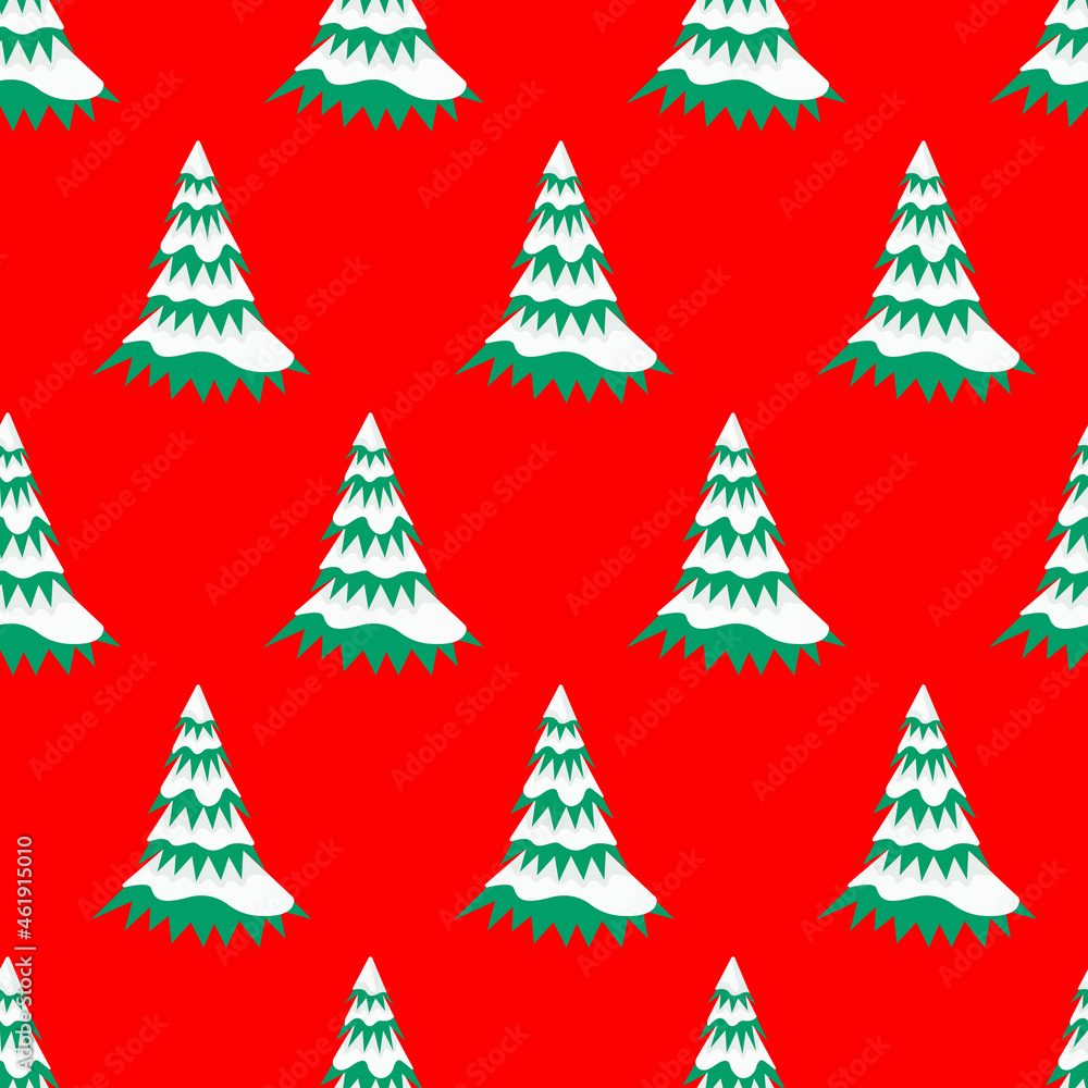 Obraz premium Christmas tree seamless background. Winter holiday background. Vector illustration of Christmas trees. Traditional merry design for the holidays.