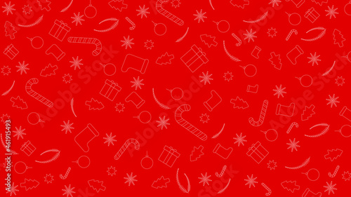 Christmas red background with white vector symbols
