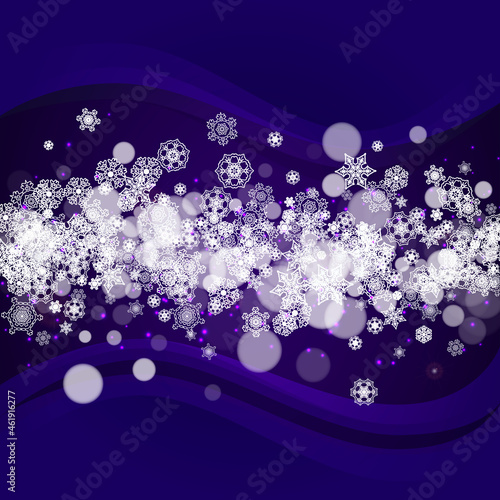 Christmas and New Year ultra violet snowflakes