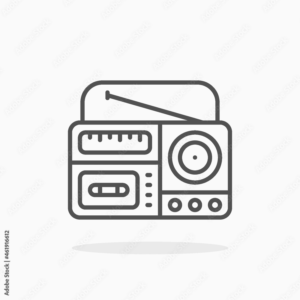 Radio Tape icon. Editable Stroke and pixel perfect. Outline style. Vector illustration. Radio Tape icon. Editable Stroke and pixel perfect. Outline style. Vector illustration.