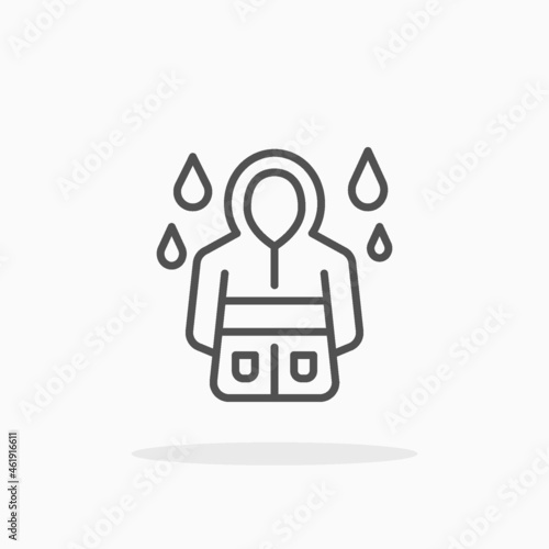 Raincoat icon. Editable Stroke and pixel perfect. Outline style. Vector illustration.
