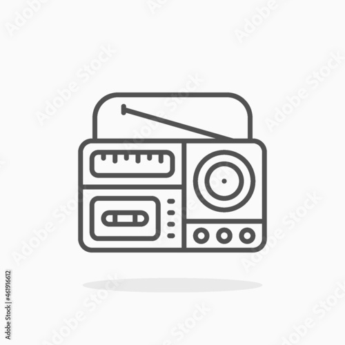 Radio Tape icon. Editable Stroke and pixel perfect. Outline style. Vector illustration.