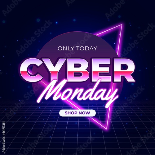 retro futuristic with grid cyber monday vector design illustration