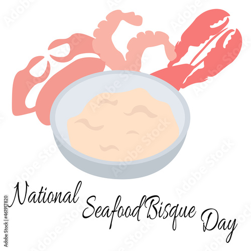 National Seafood Bisque Day, idea for poster, banner, flyer or menu decoration