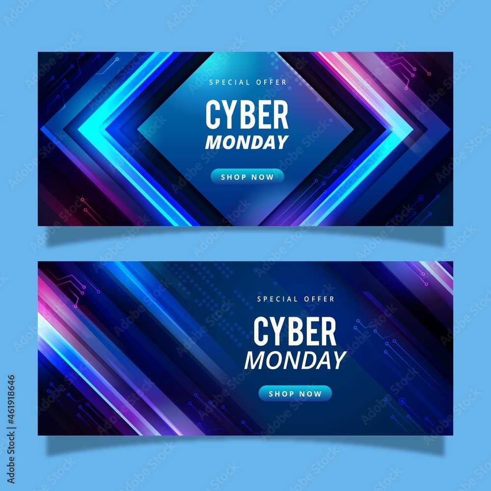 realistic cyber monday banners template vector design illustration realistic cyber monday banners template vector design illustration