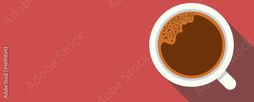 coffee cup,vector design.Black coffee on pink background.