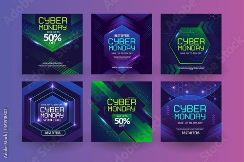 cyber monday instagram stories vector design illustration