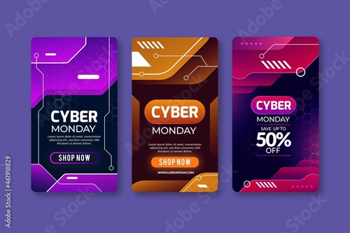 cyber monday instagram stories vector design illustration