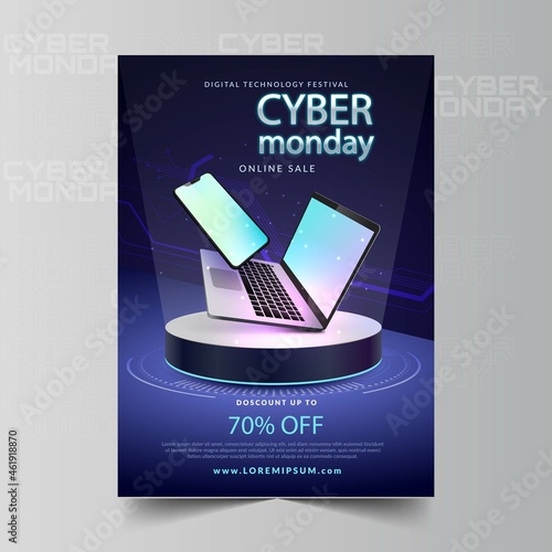realistic cyber monday flyer template vector design illustration