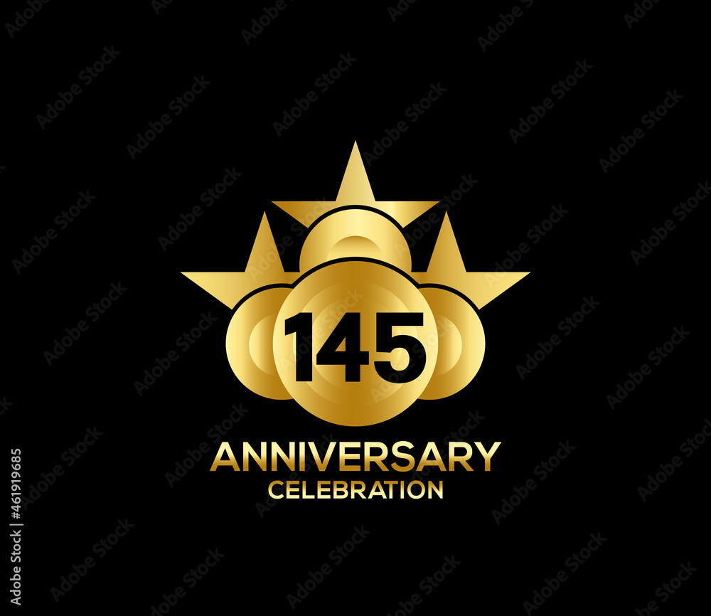 Happy Anniversary of, 145 Years, Bright Color Star Design Shape element, ceremony party PresentationYear Anniversary Day background Concept Happy Anniversary of, 145 Years, Bright Color Star Design Shape element, ceremony party PresentationYear Anniversary Day background Concept