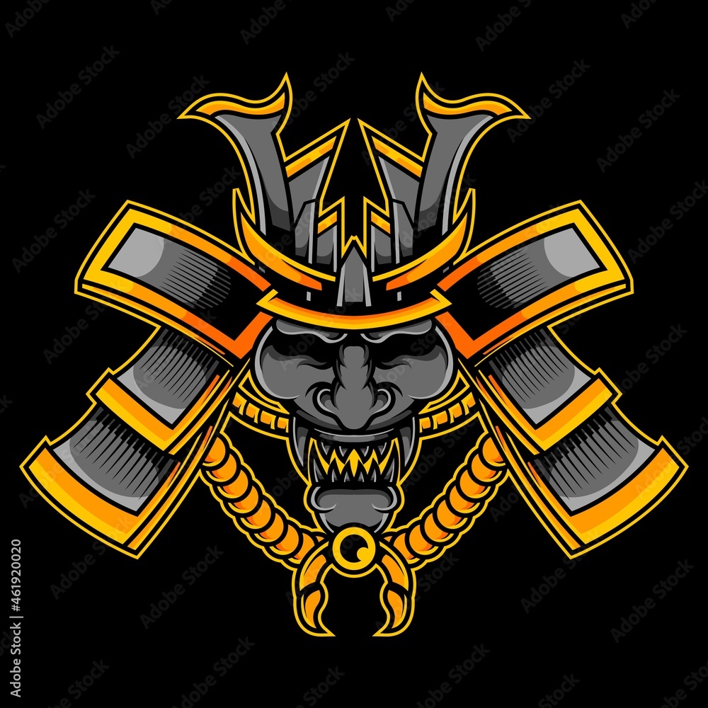 Samurai Oni Mask Head Illustration Samurai Oni Mask Head Illustration