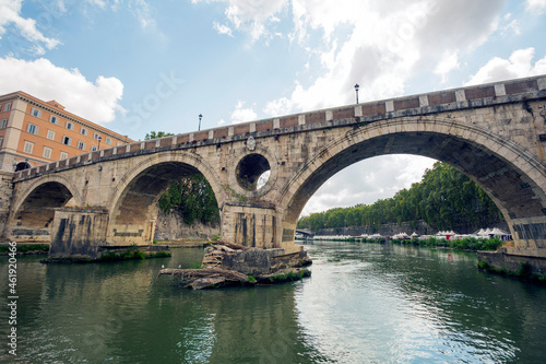 Boat ride on the Tiber in Rome.On the river to sail