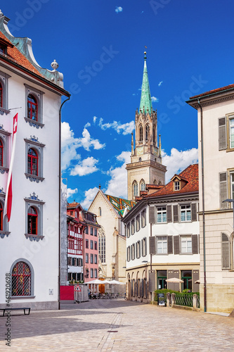 Zeughausgasse und Altes Rathaus in der Altstadt von Sankt Gallen, Schweiz photo