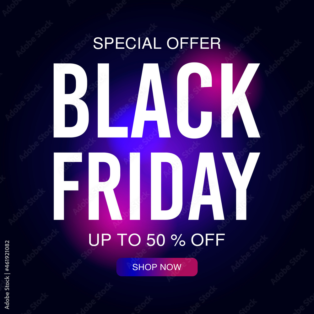 Obraz premium Black friday sale discount. Final sale up to 50% off. Special offer. Poster, vector illustration.