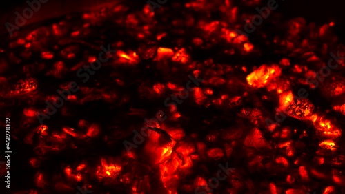 Detail of red hot embers.