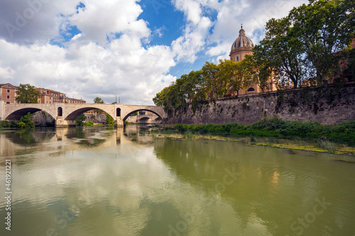 Boat ride on the Tiber in Rome.On the river to sail