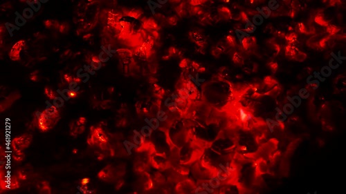 Detail of red hot embers.