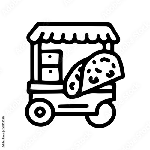 mexican food trade cart line vector doodle simple icon